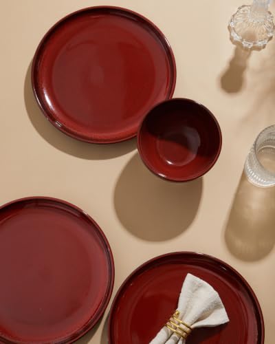 Stoneware Dinnerware Sets for 4 (Terracotta Red / Set (12pcs))