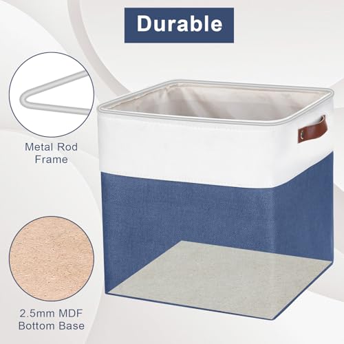 13x13 Cube Storage Bins (NavyBlue / Off-White / Cube - 13"x13"x13")