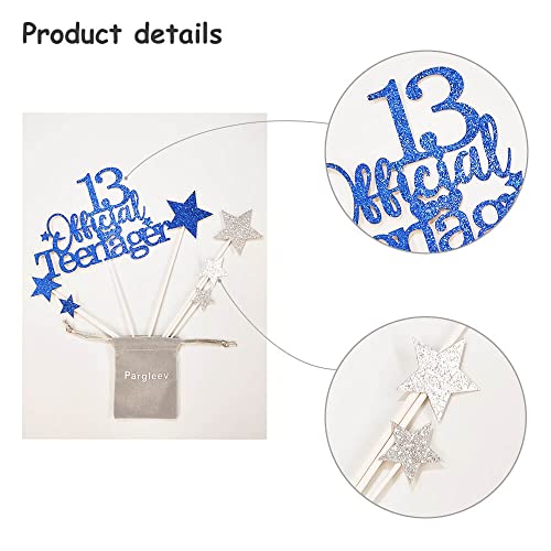 Royal Blue 13th Birthday Cake Topper with Glittery Stars (7 Count)
