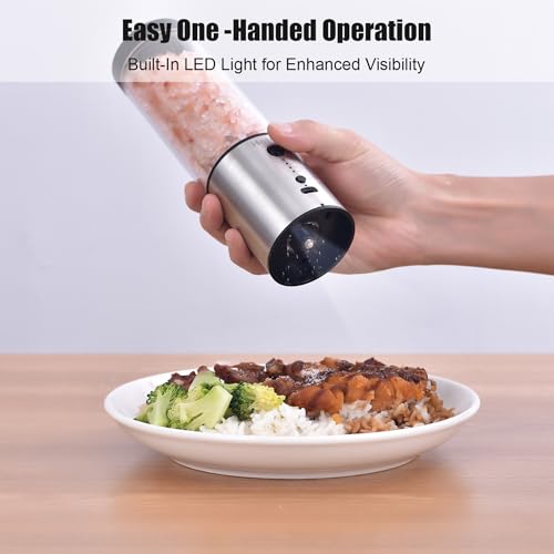8oz Rechargeable Electric Salt and Pepper Grinder Set