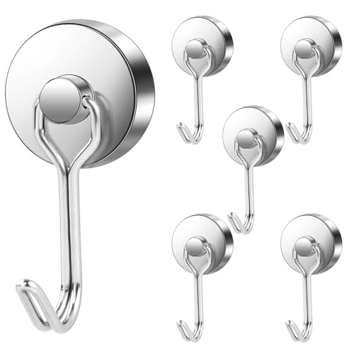 Magnetic Hooks Magnet Hook for Cruise Cabins Fridge 80LBS 6Pack (Silver / 0.98in)