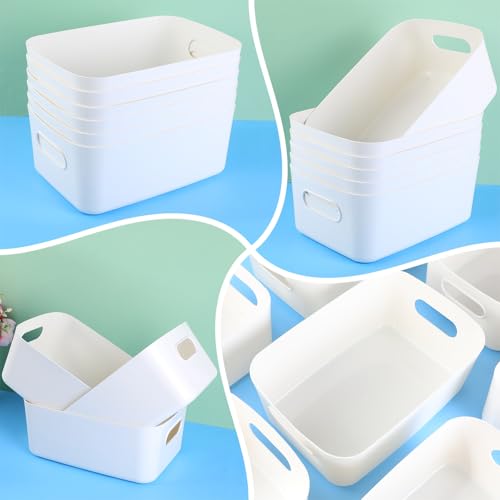 White Plastic Storage Bins (White / 12 x 8 x 5 Inches)