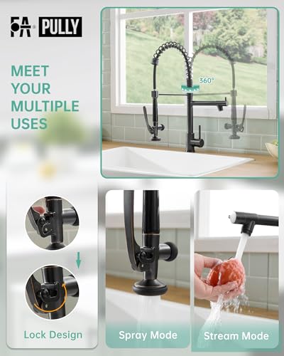 Commercial Kitchen Sink Faucet with Sprayer Oil Rubber Bronze (Oil Rubbed Bronze)