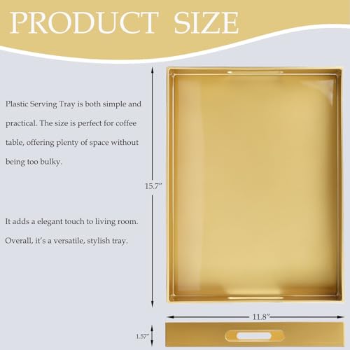 Gold Plastic Serving Tray for Ottoman (30 Gold / 11.8" x 15.7" x 1.6")