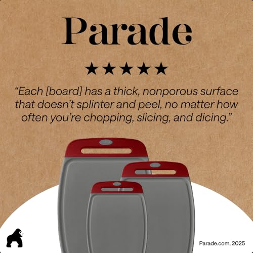 BPA Free Reversible Kitchen Cutting Board (Gray/Red / Large (Pack of 3))