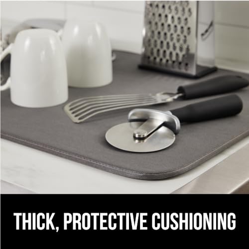 Ultra Absorbent Microfiber Dish Drying Mat (18" x 16" / Microfiber / Gray)