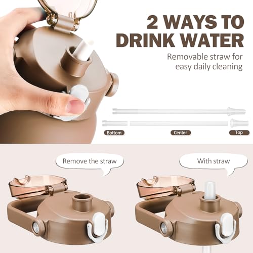 42oz Glass Water Bottles with Straw (Amber / 42 Ounces)