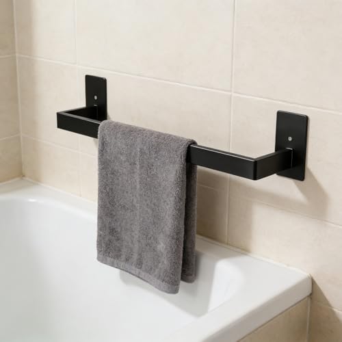 Bathroom Towel Bar Self Adhesive (Black / 12 IN)