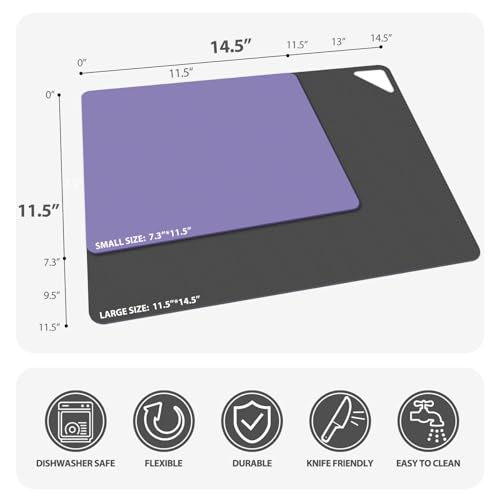 Plastic Flexible Cutting Boards for Kitchen (Multi Grey - S&L - 10)