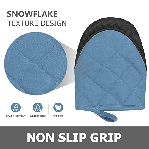 1 Pair Short Oven Mitts (Bule)