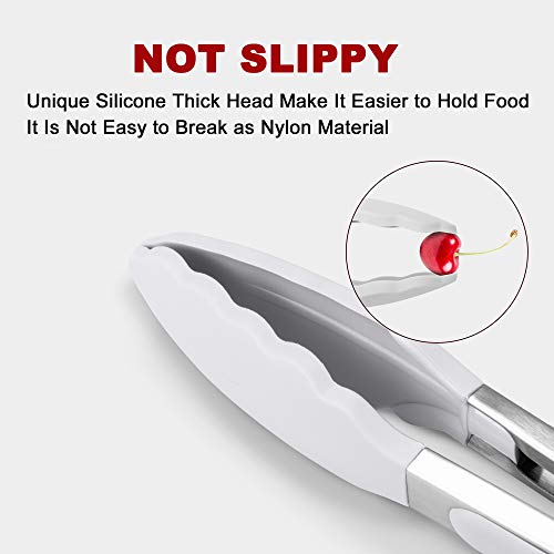 2 Pack Silicone Kitchen Tongs (Light Grey)