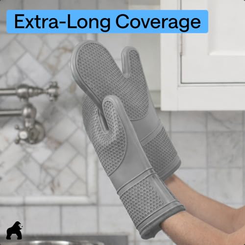 Silicone Oven Mitts (Gray / 14.5" Oven Mitts)