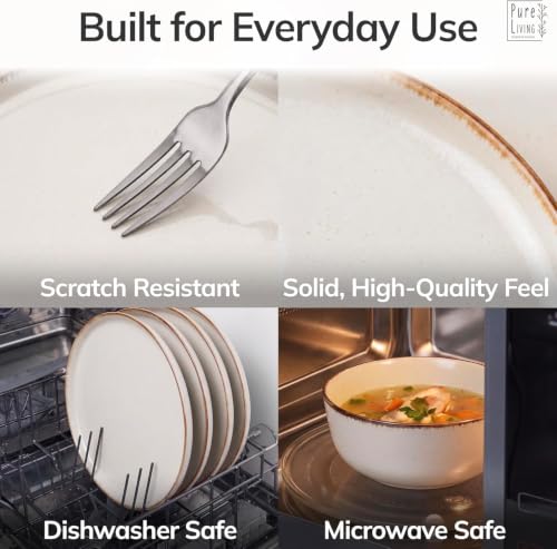 36 Piece Stoneware Dinnerware Set for 12 (Rustic / Beige / Set for 12 (36pcs))