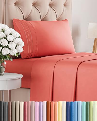 Twin Size 3 Piece Sheet Set (28 - Coral / Twin)