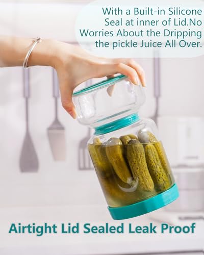 Pickle Jar with Strainer Flip (8-Peacock Blue / 51oz 1pc)