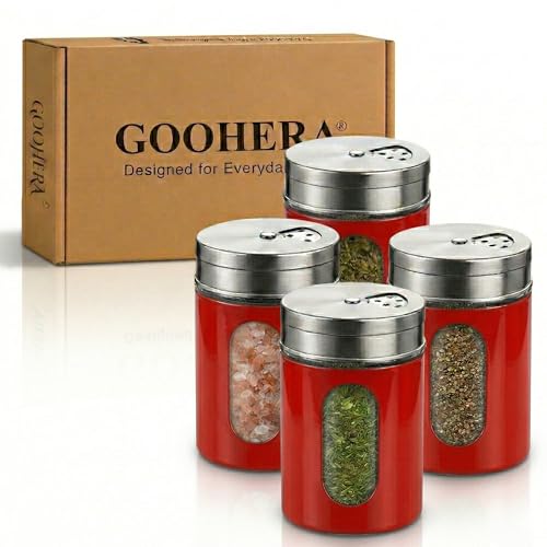 4 Piece Salt and Pepper Shakers Set (Red)