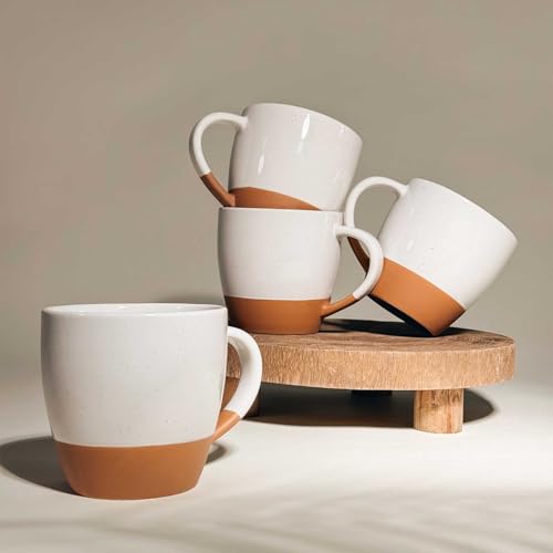 Ceramic Large Latte Mug Set of 4 (Vanilla White)
