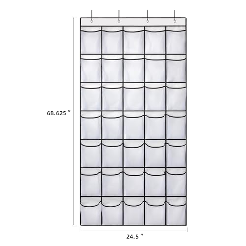 35 Pockets Over the Door Shoe Organizer (White - 35 Pockets)
