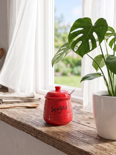 12oz Ceramic Sugar Bowl with Lid and Spoon
