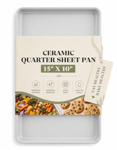 Ceramic Baking Sheet 15" x 10" Quarter Sheet Pan (Ceramic Quarter Sheet Light Grey)