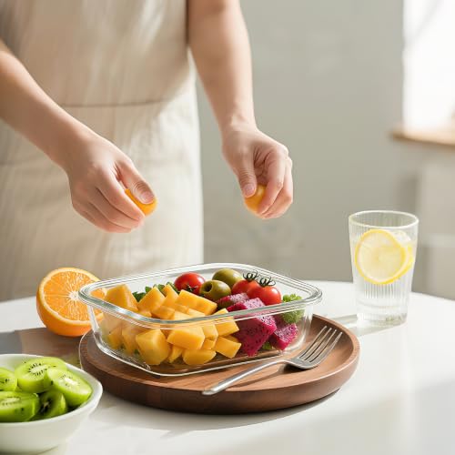 5 Pack 35 Oz Glass Food Storage Containers with Lids (Gray / 35oz 1-compartment)