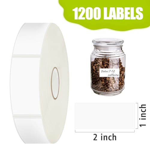 1200 Blank Removable Freezer Labels Water Oil Resistant with Perforation Line for Easy Distribution and Use (1200 Pcs - 1 "x 2")