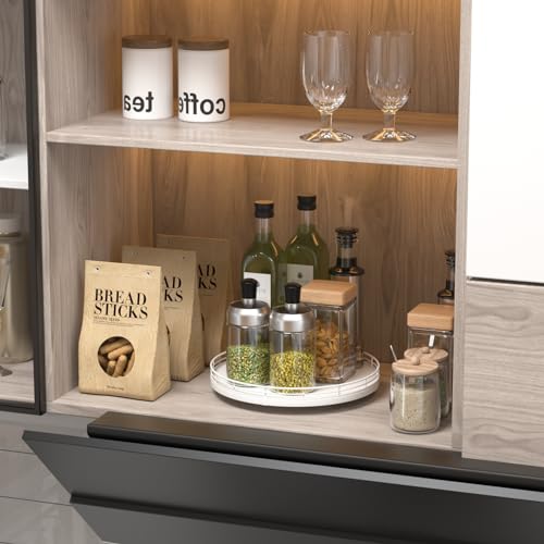 10 Inch Oak Lazy Susan Spice Organizer (White / 10)