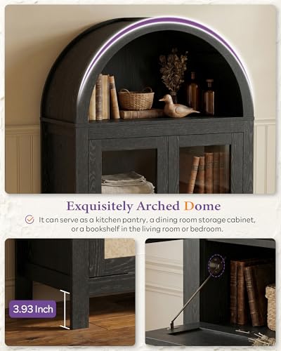 71" Tall Arched Pantry Cabinet with Innovative Drawer (71'' / Black)