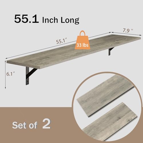 Long Wall Shelves (Grey Wash / 55.1 Inch)