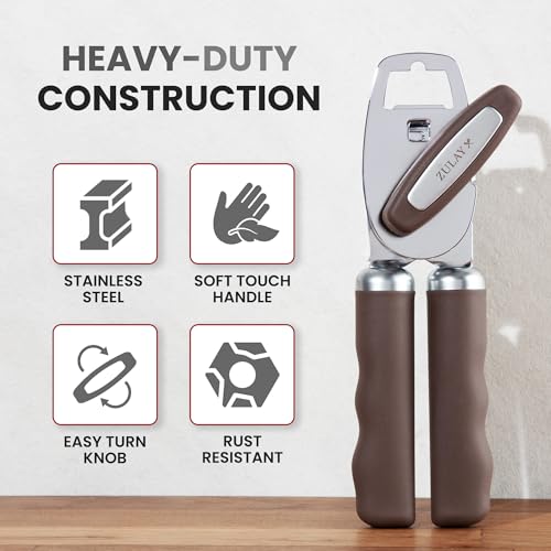 Manual Can Opener Heavy Duty Patented Stainless Steel (Toffee / Comfy Grip)