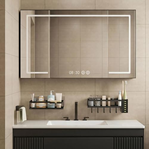 5-in-1 Shower Caddy & Kitchen Organizer Set, Wall Mount Wide Spice Rack with Paper Towel Holder, Utensil Holder, Soap Dish, Rustproof Mesh Baskets Hold 50LBS - Matte Black, Guardrail (Matte Black / 5-in-1 Minimalist (12.6" Wide))