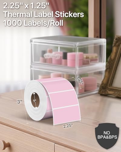 2.25x1.25 Inch Thermal Labels (2.25"x1.25" / Pink)