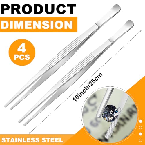 4 Packs 10 Inch Bar Tweezers silver Multi (4 Count)