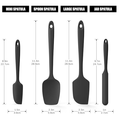 600°F Heat Resistant Silicone Spatula Scrapers (4 Count)