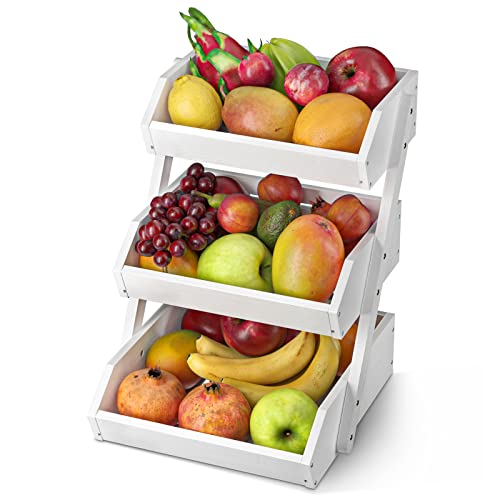 3 Tier Fruit Basket for Kitchen Counter (White / 3-Tier)