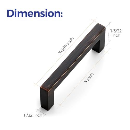 Oil Rubbed Bronze Cabinet Handles Solid Drawer Pulls 3 Inch 10 Pack (Oil Rubbed Bronze / Flat Black 3'' Hole Center)