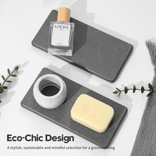2PCS 7" x 3.5" Water Absorbing Bathroom Sink Vanity Trays (2 Pack - Charcoal Gray / 7" x 3.5")