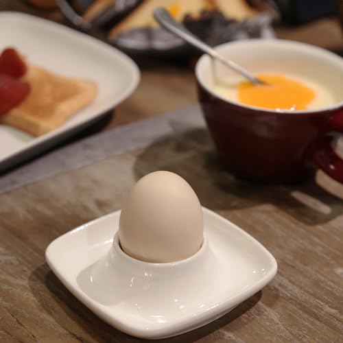 Ceramics White Egg Cups for Hard Boiled Eggs Set 6pcs
