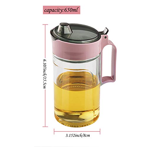Oil Dispenser Vinegar Dispenser Maple Syrup Dispenser Glass Bottle Cruet No Drip Plastic Bottle Spout with Protective Cap drip Free Pour spout restarant 22Oz (Purple-650ml)