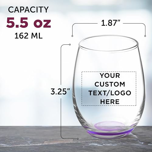Custom Stemless Wine Glasses by ARC 5.5 oz Set of 12 (100 Count)