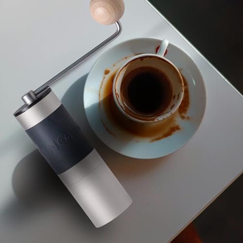 Sliver】KINGrinder K1 Manual Coffee Grinder Straight Handle Stainless Burr (Sliver)