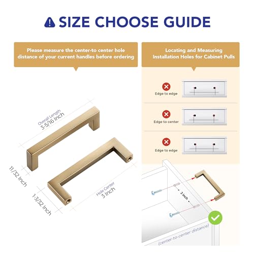 Champagne Bronze Cabinet Handles Solid Cabinet Pulls 3 Inch 30 Pack (Champagne Bronze / Flat Black 3'' Hole Center)