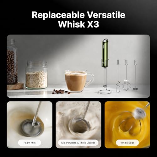 InstaWhisk Milk Frother with Variable Speed (Army Green / Rechargeable)
