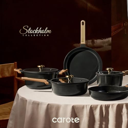 Ceramic Cookware Sets (Black / 16 Piece)