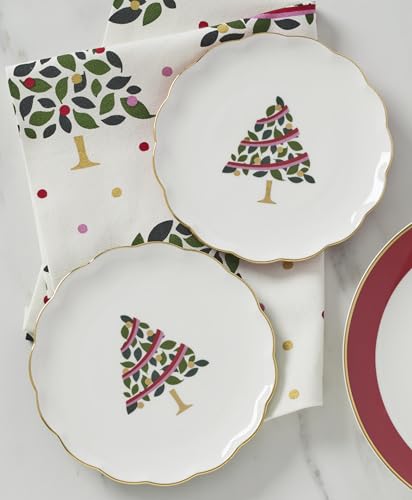 Evergreen Christmas Tidbit Plates (Scallop Tidbit Plates)