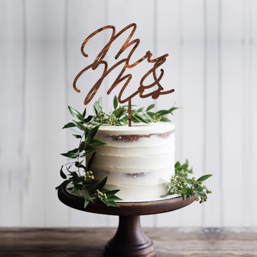 Mr & Mrs Wedding Cake Topper in Wood (Walnut Finish D1)