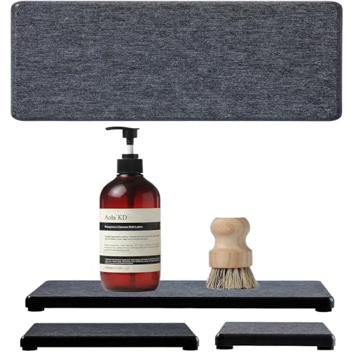 3PCS Water Absorbing Soap Dish Sponge Holder (3 Pack - Charcoal Gray / 9" x 3.5")