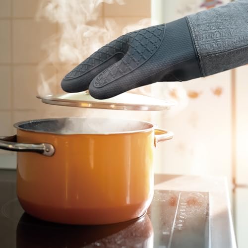 Professional Microwave Silicone Oven Mitts one Pair (Oven mitts / Gray Oven Mitts)