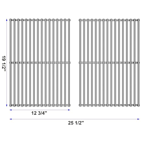 19.5/17.5/17" Grill Cooking Grates Replacement for Weber Genesis 300 Series, Genesis E310 E320 S310 S320 Replacement Parts for Weber 7528/7524, 304 Stainless Steel Grids, Set of 2, 19.5 Inch (19.5"D x 25.5"W)