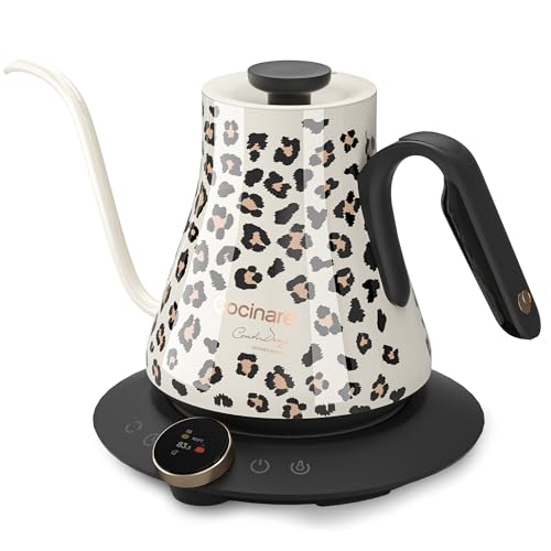 Color Changing Gooseneck Electric Kettle for Precision Brewing (Oat Leopard)